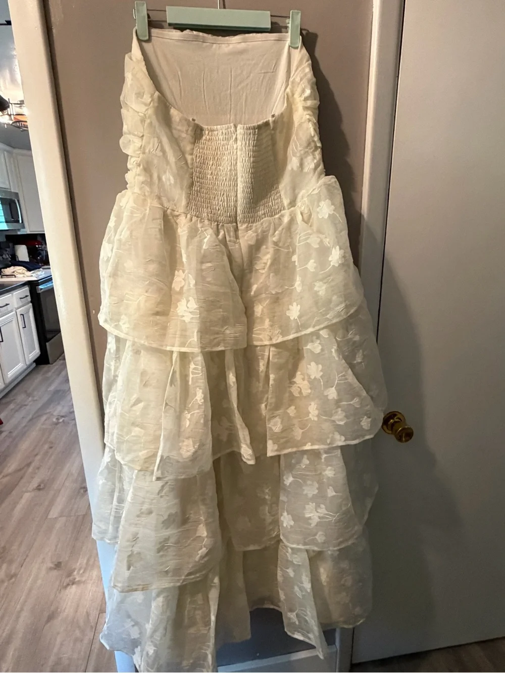 Editorialist Arose Studio Cream Tiered Floral Dress